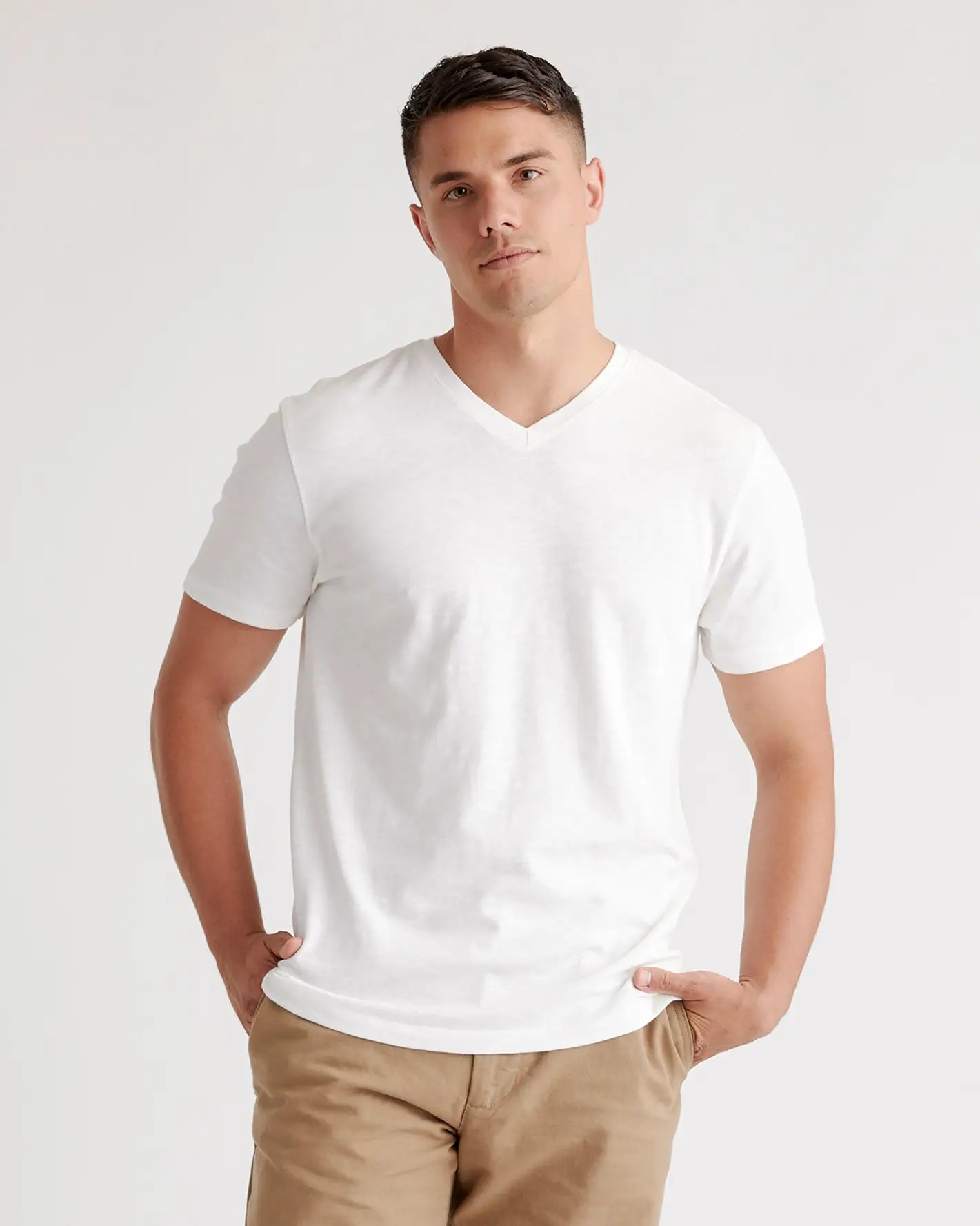 100 Organic Cotton Slub V-Neck Tee